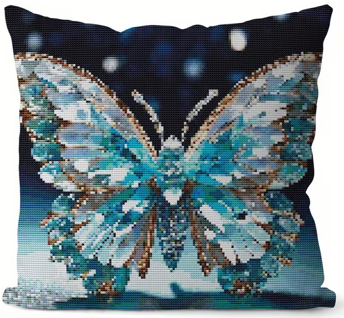 Kreuzstichset  Polster fertig genäht mit Reißverschluss, Schmetterling, 45x45cm
