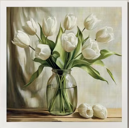 Cross Stich Kreuzstich Stickpackung BILD- Tulpen40x40cm