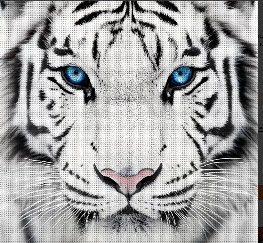 Cross Stich Kreuzstich Stickpackung BILD- WeißerTiger 40x40cm