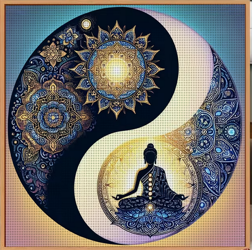 Cross Stich Kreuzstich Stickpackung BILD-Ying Yang 40x40cm